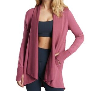 Athleta Pranayama Wrap Cardigan Women’s Sz S Open Front Soft Tencel Yoga Mauve